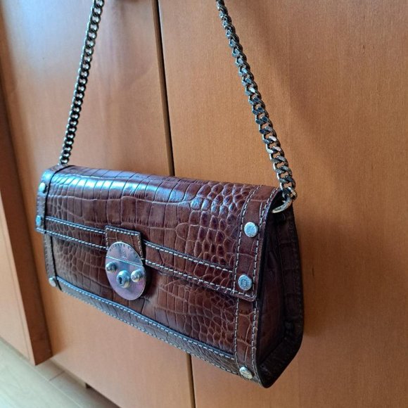 Vintage Michael Kors Leather Embossed Allegator Clutch/Chain Shoulder Bag - Picture 3 of 10